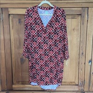 NIC+ZOE Orange Geo Print Collared Mini Dress Sz. L